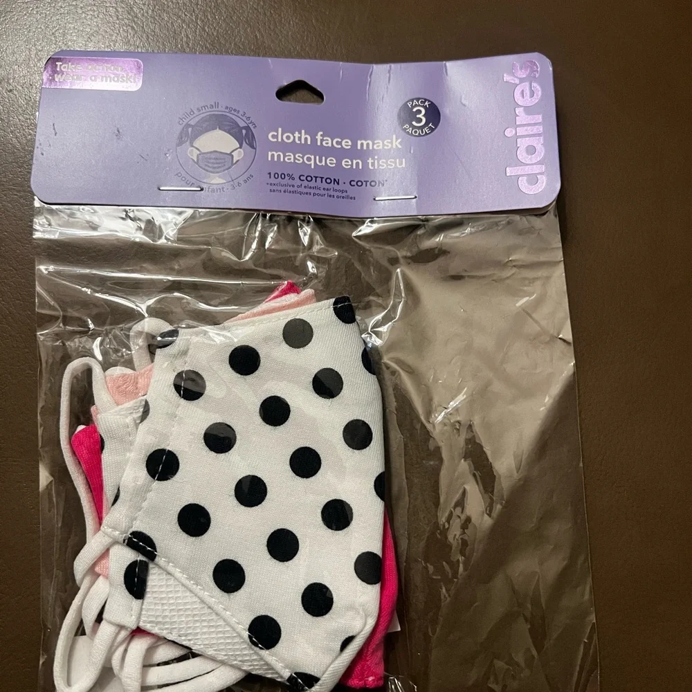 Claire's Black and Pink Kids Face Mask Trio